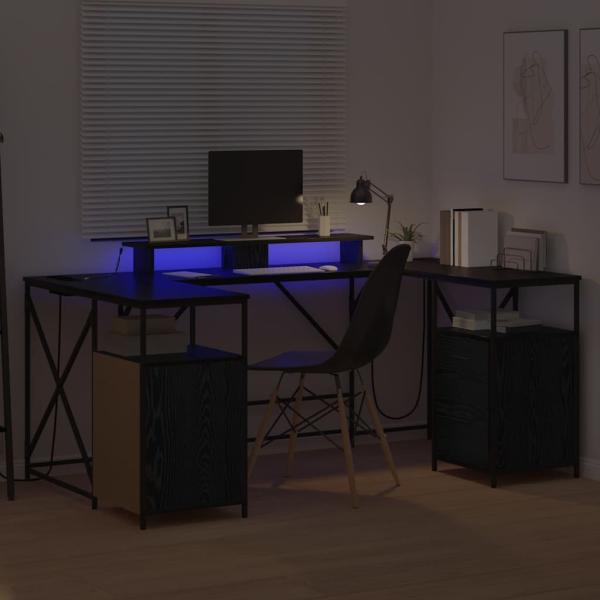 Schreibtisch Schwarz Eiche 182 x 101 x 87,5 cm Holzwerkstoff