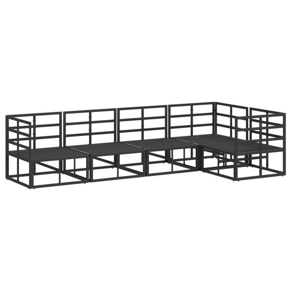 Gartensofa-set mit Kissen 5 pcs Schwarz Aluminium