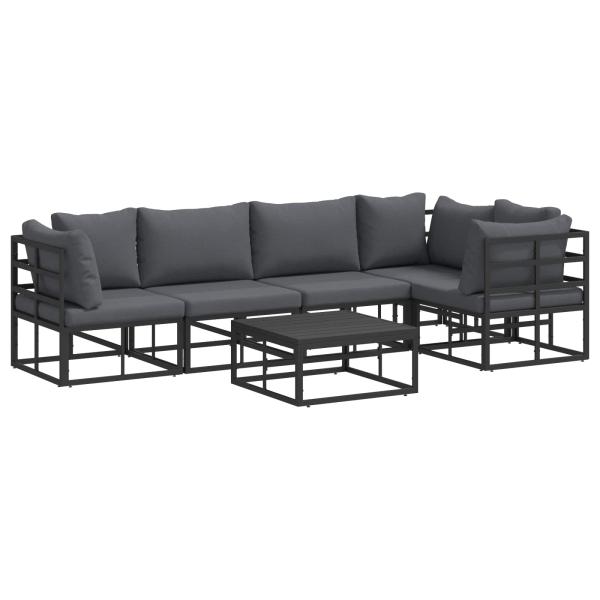 Garten-Sofa-Set 6 pcs Schwarz 70 x 70 x 32 cm Aluminium