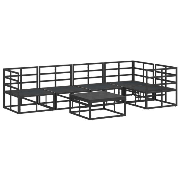 Gartensofa-set mit Kissen 6 pcs Schwarz Aluminium