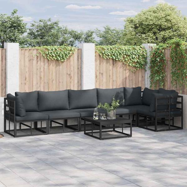 ARDEBO.de - Garten-Sofa-Set 6 pcs Schwarz 70 x 70 x 32 cm Aluminium