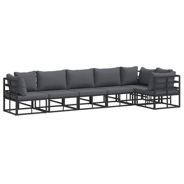 Garten-Sofa-Set 6 pcs Schwarz 70 x 70 x 32 cm Aluminium
