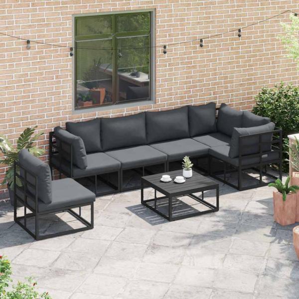 Garten-Sofa-Set 6 pcs Schwarz 70 x 70 x 32 cm Aluminium