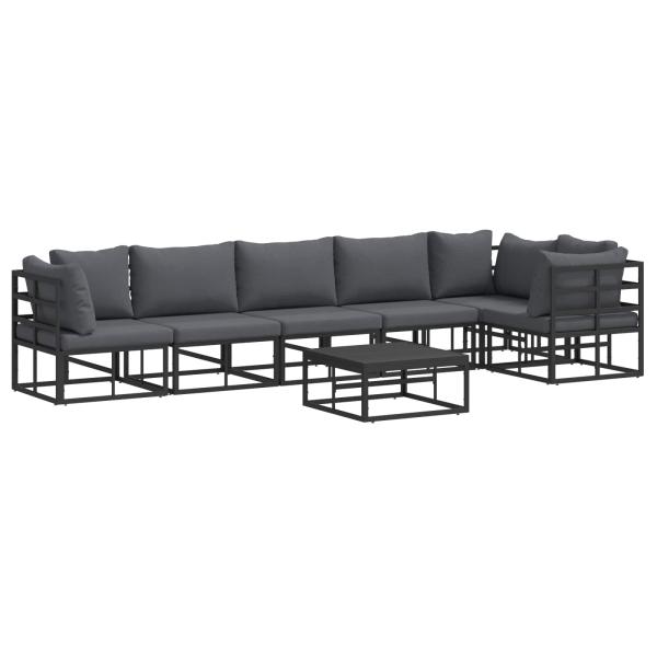 Garten-Sofa-Set 7 pcs Schwarz 70 x 70 x 32 cm Aluminium