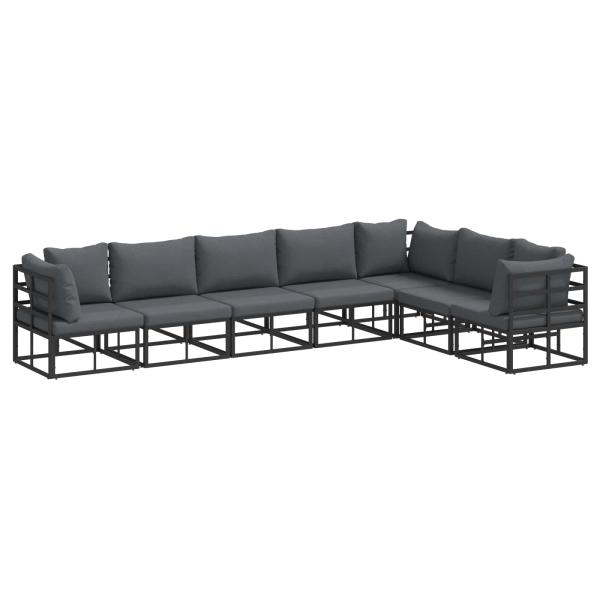 ARDEBO.de - Garten-Sofa-Set 7 pcs Schwarz 70 x 70 x 32 cm Aluminium
