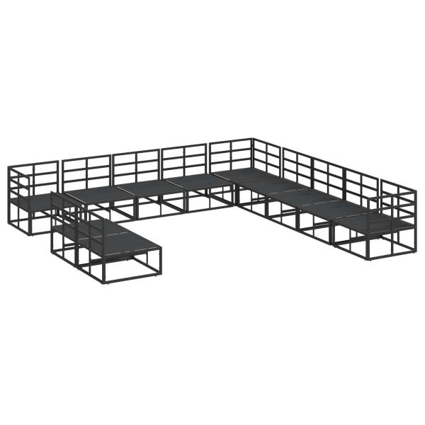 Garten-Sofa-Set 11 pcs Schwarz 70 x 70 x 32 cm Aluminium