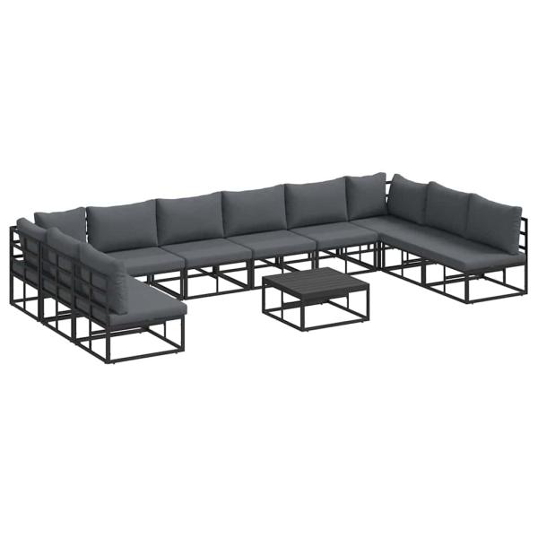 Garten-Sofa-Set 11 pcs Schwarz 70 x 70 x 32 cm Aluminium