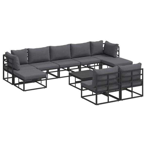 Garten-Sofa-Set 10 pcs Schwarz 70 x 70 x 32 cm Aluminium
