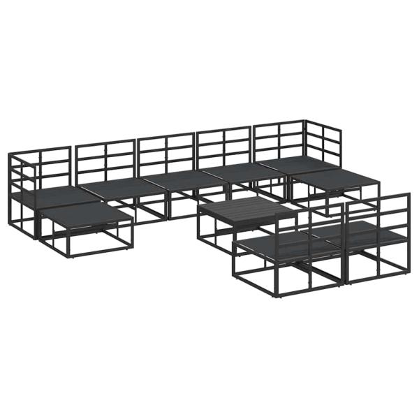 Garten-Sofa-Set 10 pcs Schwarz 70 x 70 x 32 cm Aluminium