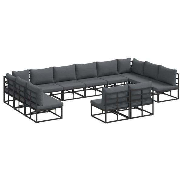 Garten-Sofa-Set 12 pcs Schwarz 423 x 211,5 x 71 cm Aluminium