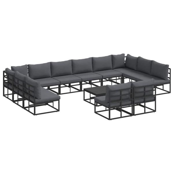 Garten-Sofa-Set 13 pcs Schwarz 70 x 70 x 32 cm Aluminium