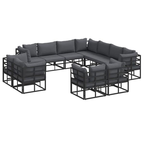 Garten-Sofa-Set 11 pcs Schwarz 283 x 283 x 71 cm Aluminium