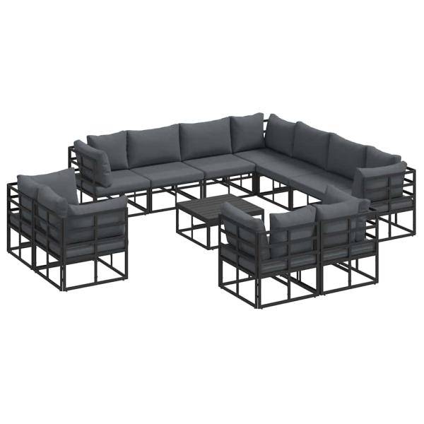 Garten-Sofa-Set 12 pcs Schwarz 70 x 70 x 32 cm Aluminium