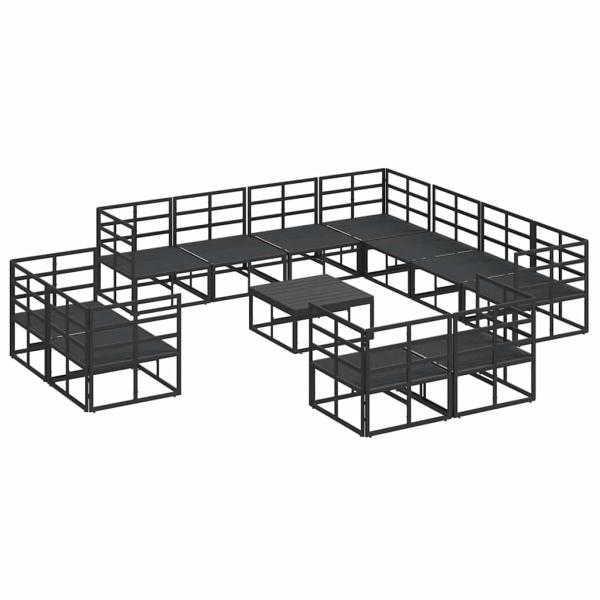 Garten-Sofa-Set 12 pcs Schwarz 70 x 70 x 32 cm Aluminium