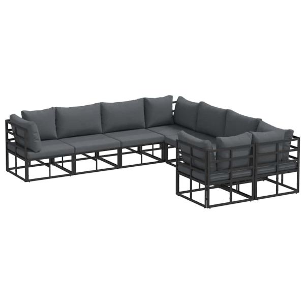 Garten-Sofa-Set 8 pcs Schwarz 283 x 283 x 71 cm Aluminium