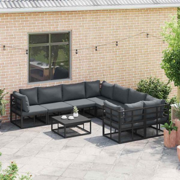 Garten-Sofa-Set 8 pcs Schwarz 283 x 283 x 71 cm Aluminium