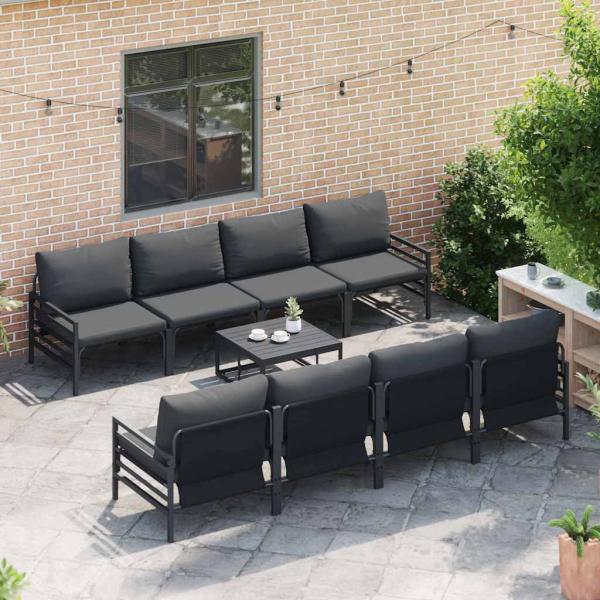 Garten-Sofa-Set mit Kissen mit Kissen 9 pcs Anthrazit 70 x 70.5 x 31.5 cm