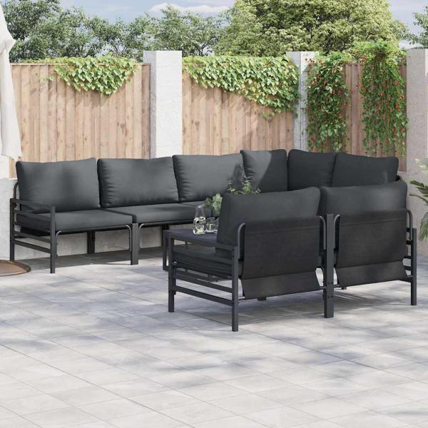 ARDEBO.de - Garten-Sofa-Set 7 pcs Anthrazit 320 x 160 x 71 cm Stahl & Stoff