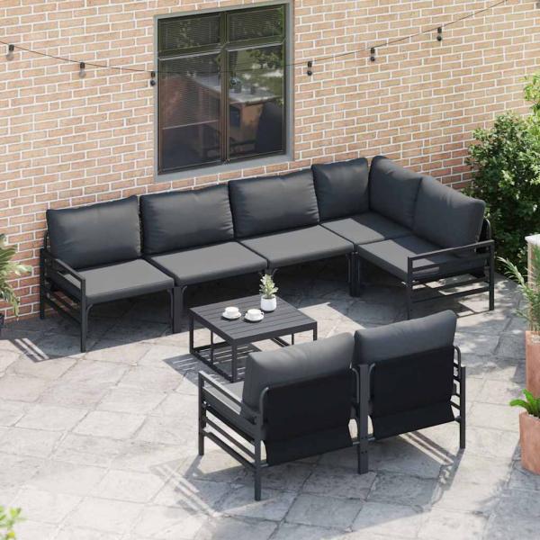 Garten-Sofa-Set 7 pcs Anthrazit 320 x 160 x 71 cm Stahl & Stoff