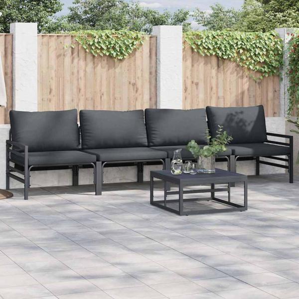 ARDEBO.de - Garten-Sofa-Set 4 pcs Anthrazit Stahl