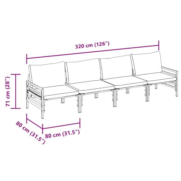 Garten-Sofa-Set 4 pcs Anthrazit Stahl
