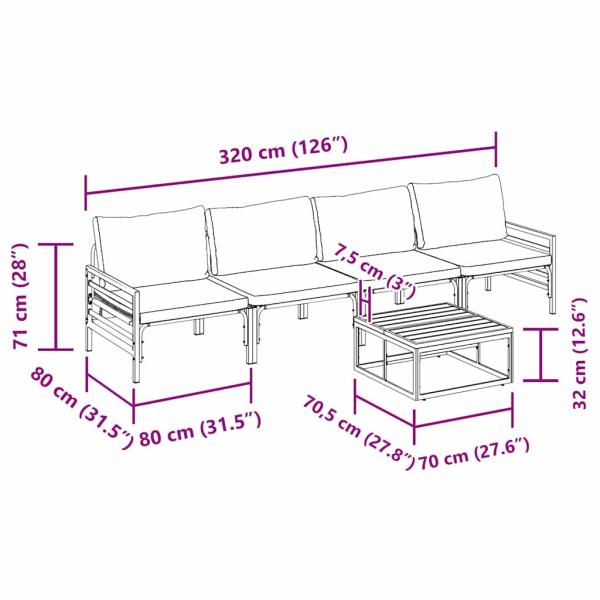 Garten-Sofa-Set 5 pcs Anthrazit Stahl