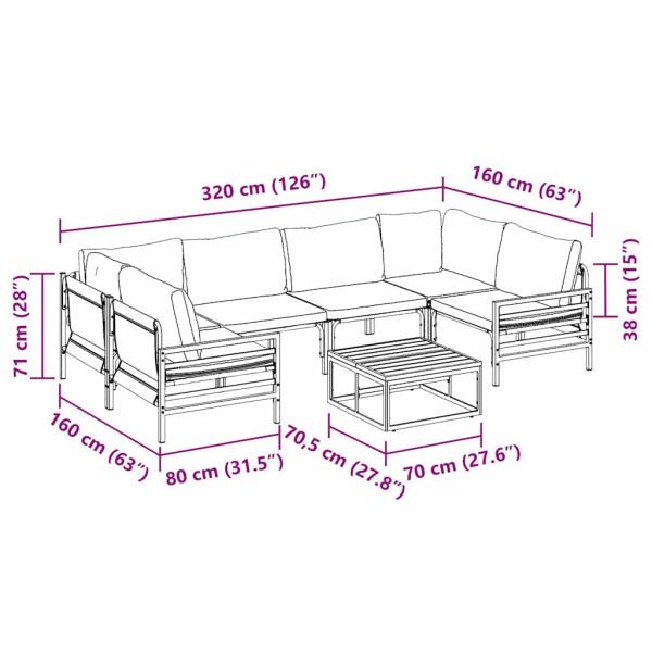Garten-Sofa-Set 7 pcs Anthrazit Stahl
