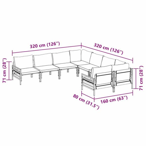 Garten-Sofa-Set 8 pcs Anthrazit Stahl
