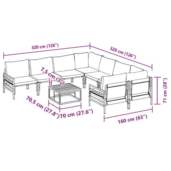 Garten-Sofa-Set 9 pcs Anthrazit Stahl