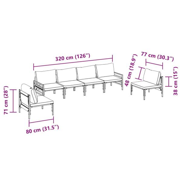 Garten-Sofa-Set 6 pcs Anthrazit Stahl