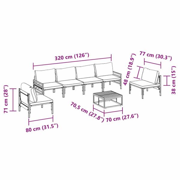 Gartensofa-set 7 Stk. Schwarz Stahl