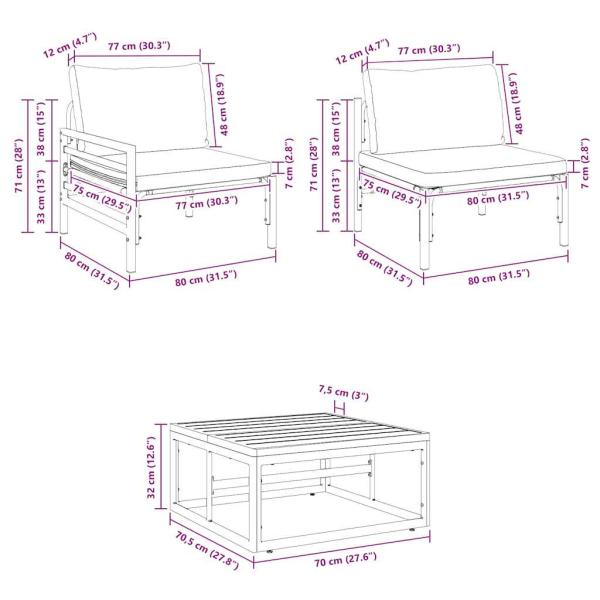 Gartensofa-set 7 Stk. Schwarz Stahl
