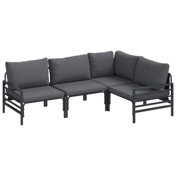 Garten-Sofa-Set 4 pcs Anthrazit Stahl