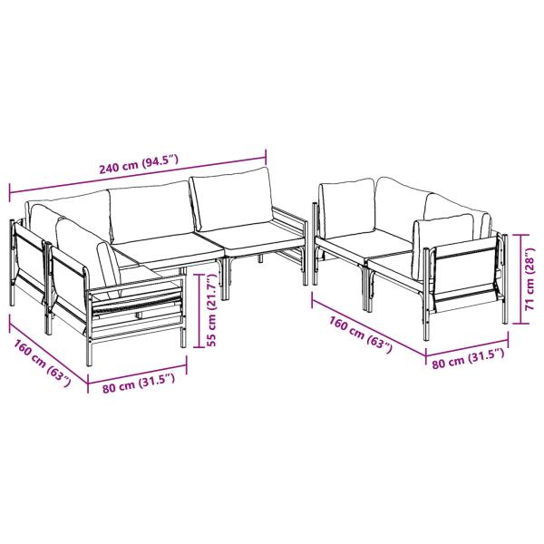 Garten-Sofa-Set 6 pcs Anthrazit Stahl