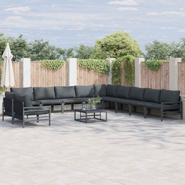 ARDEBO.de - Garten-Sofa-Set 11 pcs Anthrazit Stahl