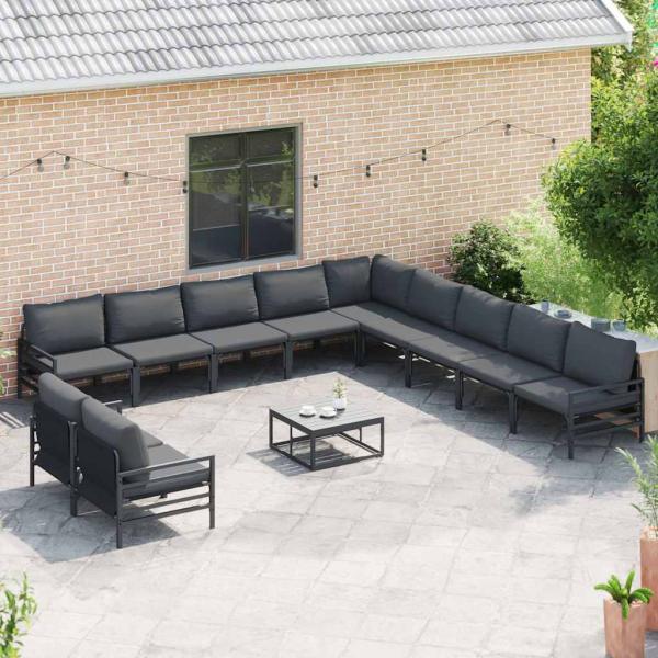 Garten-Sofa-Set 11 pcs Anthrazit Stahl