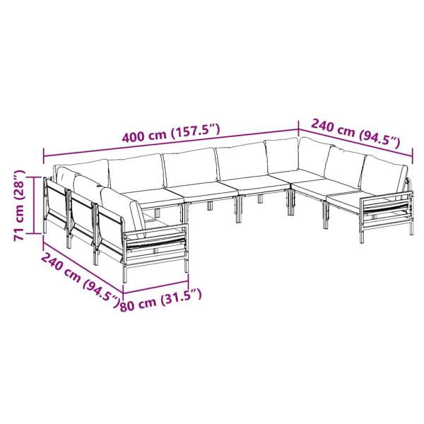 Garten-Sofa-Set 9 pcs Anthrazit Stahl