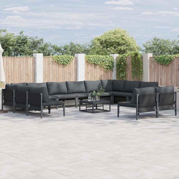 ARDEBO.de - Garten-Sofa-Set 12 pcs Anthrazit Stahl