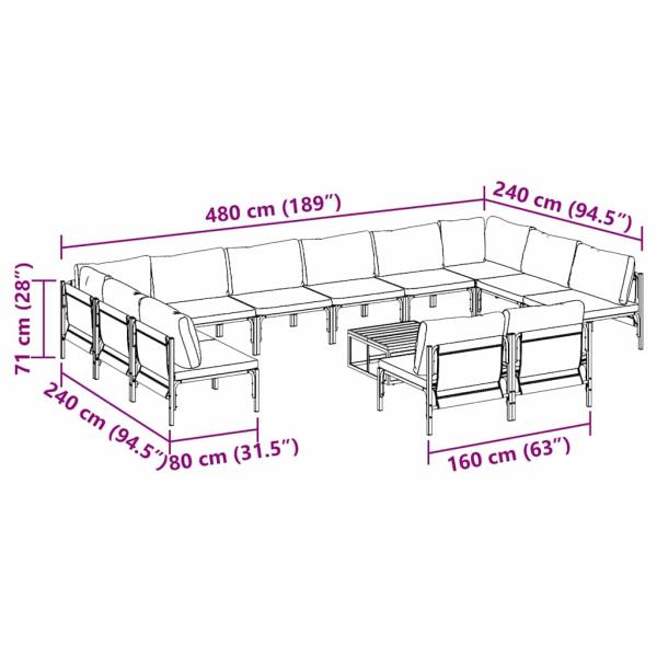 Garten-Sofa-Set 13 pcs Anthrazit Stahl