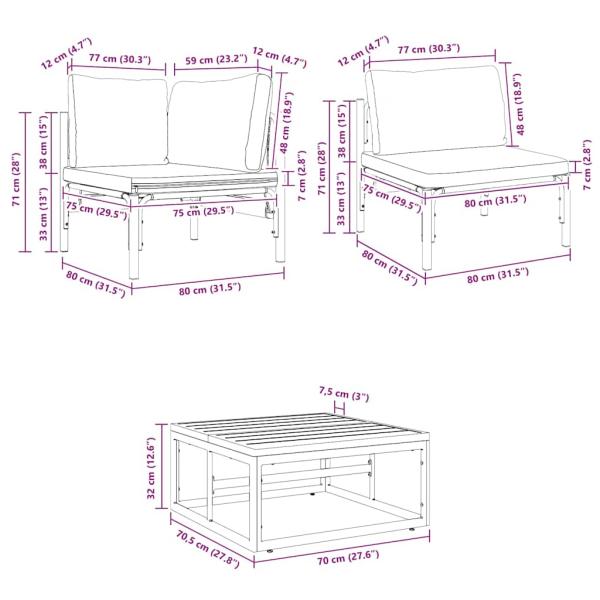 Gartensofa-set 14 Stk. Schwarz Stahl