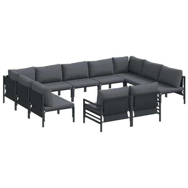 Garten-Sofa-Set 11 pcs Anthrazit Stahl