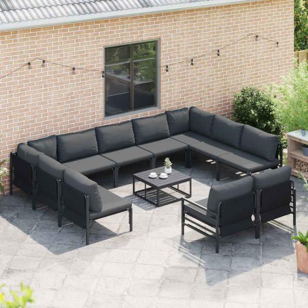 Garten-Sofa-Set 12 pcs Anthrazit Stahl