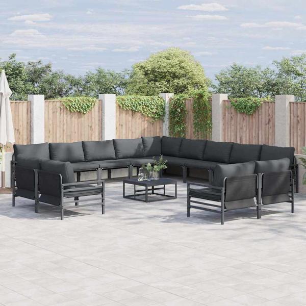 ARDEBO.de - Garten-Sofa-Set 14 pcs Anthrazit Stahl