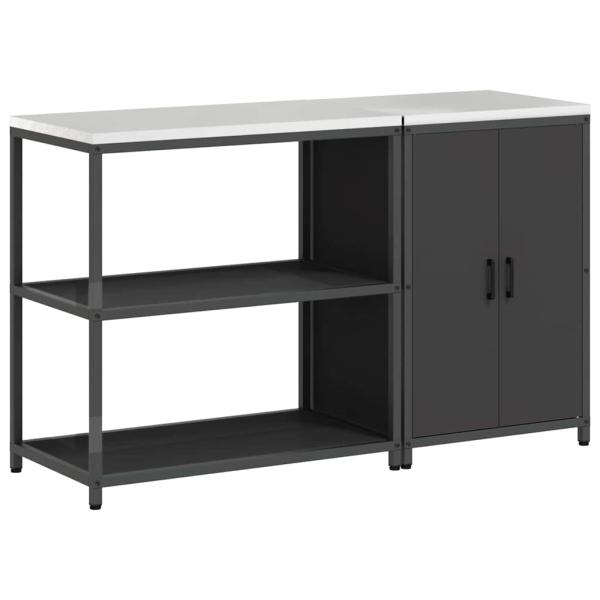 Küchenlager-Set mit Regal mit Speicher mit Tür Verstellbar 2 pcs Schwarz 150 x 50 x 92 cm