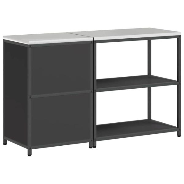 Küchenlager-Set mit Regal mit Speicher mit Tür Verstellbar 2 pcs Schwarz 150 x 50 x 92 cm