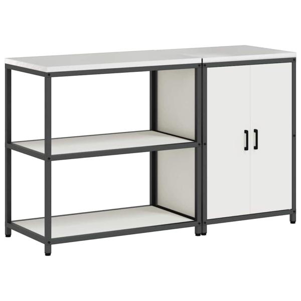 Küchenlager-Set 2 pcs Weiß 150 x 50 x 92 cm Kaltgewalzter Stahl