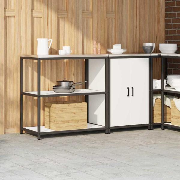 Küchenlager-Set 2 pcs Weiß 150 x 50 x 92 cm Kaltgewalzter Stahl