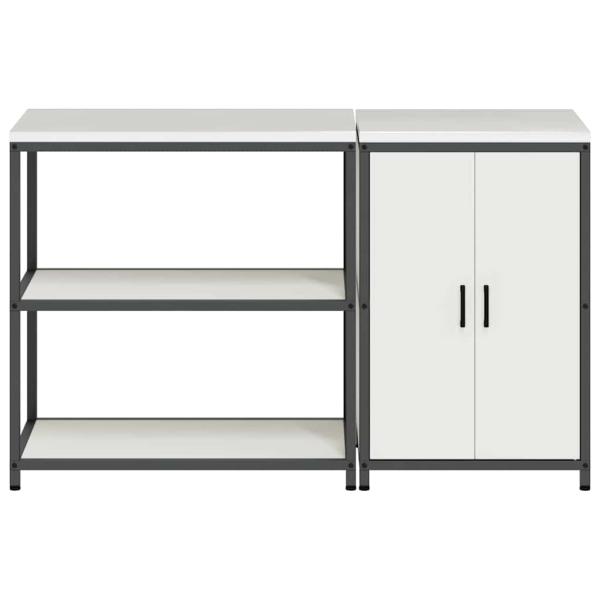 Küchenlager-Set 2 pcs Weiß 150 x 50 x 92 cm Kaltgewalzter Stahl