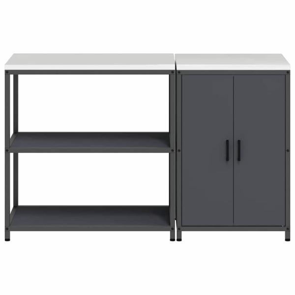 Küchenlager-Set mit Regal mit Speicher mit Tür Verstellbar 2 pcs Anthrazit 150 x 50 x 92 cm