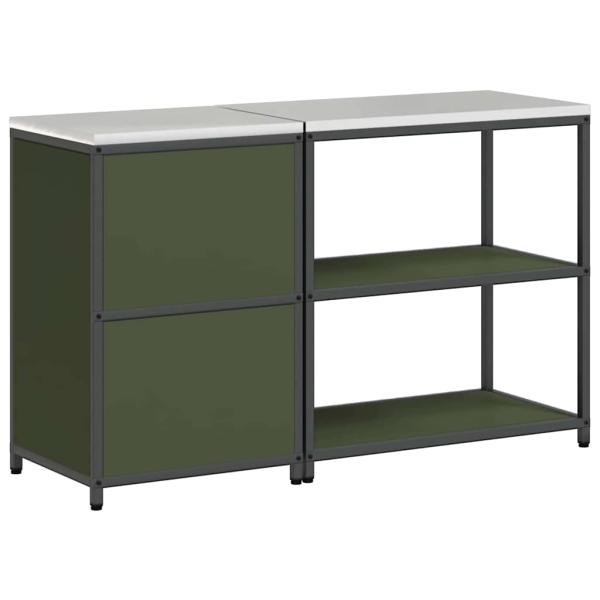 Küchenlager-Set mit Regal mit Speicher mit Tür Verstellbar 2 pcs Olive Grün 150 x 50 x 92 cm